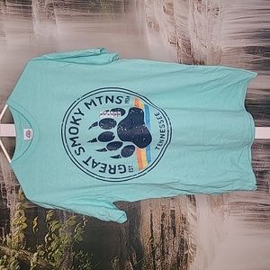 New! Adult Medium Great Smoky Mountains Tennessee Teal short sleeve Tshirt